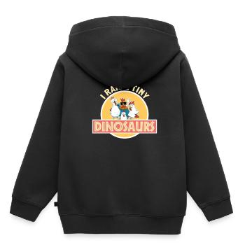 J’élève un minuscule dinosaure éleveur de coq de poulet Dino - Sweat Premium à capuche enfant bio - noir - Dos - AI Model Kid Male (0cm)