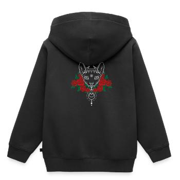 Chat Satan Satanisme Occultisme Chat - Sweat Premium à capuche enfant bio - noir - Dos - AI Model Kid Male (0cm)