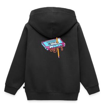 Cassette with pencil - Kids Premium Organic Hoodie - black - Back - AI Model Kid Male (0cm)