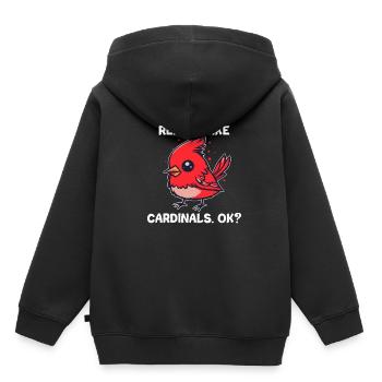 Cardinal Rouge Cardinal Rouge J’aime Cardinaux Kawaii - Sweat Premium à capuche enfant bio - noir - Dos - AI Model Kid Male (0cm)