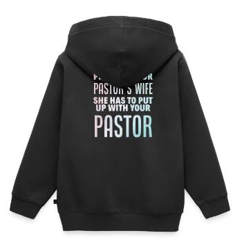Pasteur Pasteur Prédication Chrétien priant - Sweat Premium à capuche enfant bio - noir - Dos - AI Model Kid Male (0cm)