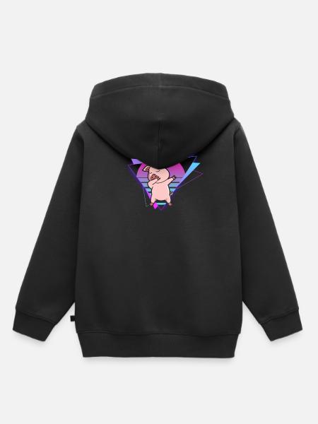 Vaporwave Pig - Kinder Premium Organic Hoodie - Schwarz