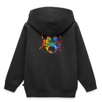 Splash Drum Musical Musician Drummer - Kinder Premium Organic Hoodie - Schwarz - Hinten - AI Model Kid Male (0cm)