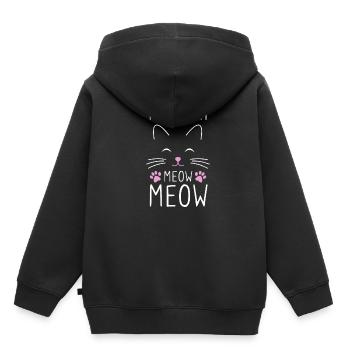 Tu es mon chat miaou miaou - Sweat Premium à capuche enfant bio - noir - Dos - AI Model Kid Male (0cm)