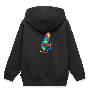 Low Poly Windsurfing Polygon Windsurfing - Sweat Premium à capuche enfant bio - noir - Dos - AI Model Kid Male (0cm)