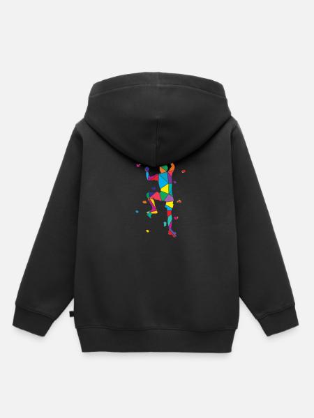 Low Poly Bergsteiger Polygon Wandklettern - Kinder Premium Organic Hoodie - Schwarz