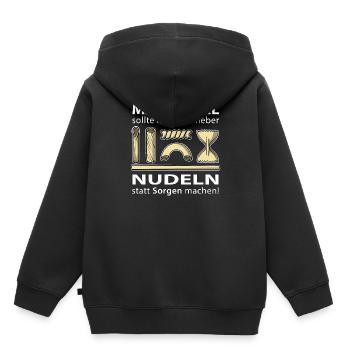 Nudeln statt Sorgen machen - Kinder Premium Organic Hoodie - Schwarz - Hinten - AI Model Kid Male (0cm)