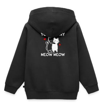 Tu es mon miaou miaou - Sweat Premium à capuche enfant bio - noir - Dos - AI Model Kid Male (0cm)