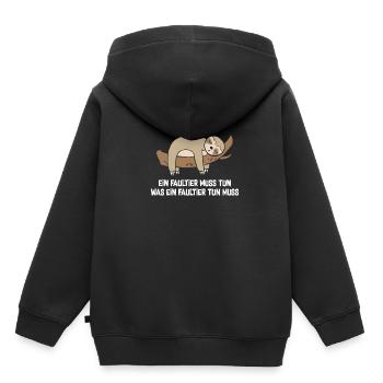 Ein Faultier Muss Tun Was Ein Faultier Tun Muss - Kinder Premium Organic Hoodie - Schwarz - Hinten - AI Model Kid Male (0cm)