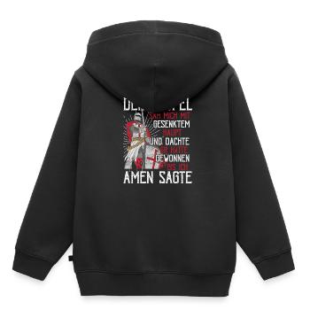 Der Teufel hat mich gesehen Tempelritter Kreuzzug - Kinder Premium Organic Hoodie - Schwarz - Hinten - AI Model Kid Male (0cm)