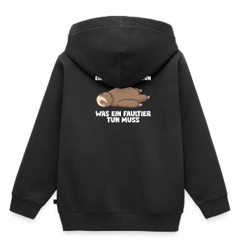 Ein Faultier Muss Tun Was Ein Faultier Tun Muss - Kinder Premium Organic Hoodie - Schwarz - Hinten - AI Model Kid Male (0cm)