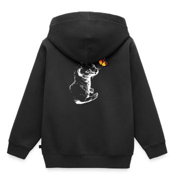 Belette au papillon - Sweat Premium à capuche enfant bio - noir - Dos - AI Model Kid Male (0cm)