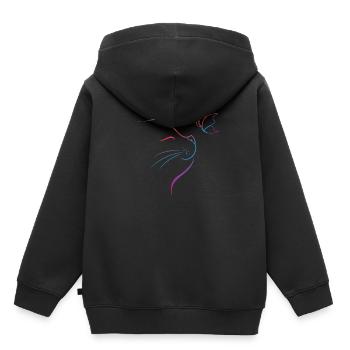 Chat avec papillon - Sweat Premium à capuche enfant bio - noir - Dos - AI Model Kid Male (0cm)