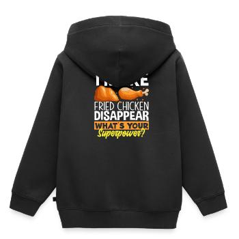 Superpouvoir du poulet frit - Sweat Premium à capuche enfant bio - noir - Dos - AI Model Kid Male (0cm)