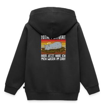 Je suis totalement motivée, mais maintenant je me suis maîtrisée - Sweat Premium à capuche enfant bio - noir - Dos - AI Model Kid Male (0cm)