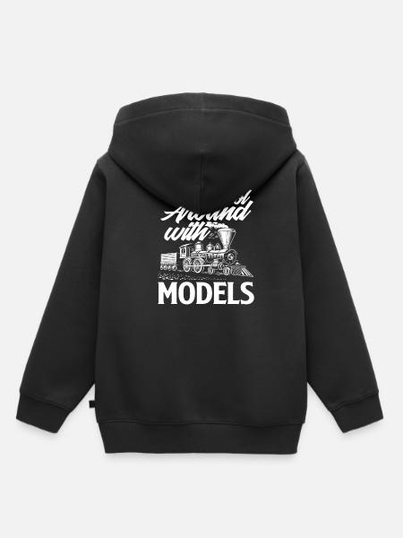 Modelleisenbahn Modellbau Zug Züge - Kinder Premium Organic Hoodie - Schwarz