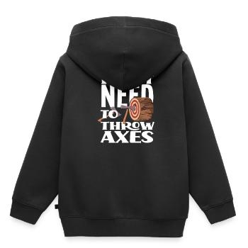 Ich Muss Nur Äxte Werfen - Kinder Premium Organic Hoodie - Schwarz - Hinten - AI Model Kid Male (0cm)