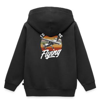 Retro Piloten Flugschüler Fliegen - Kinder Premium Organic Hoodie - Schwarz - Hinten - AI Model Kid Male (0cm)