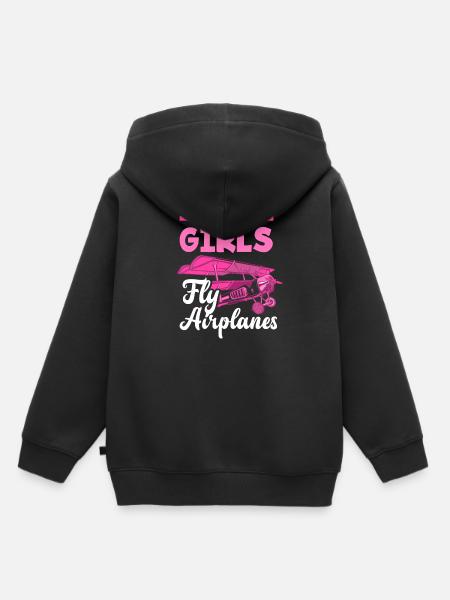Pilot Mädchen Frau Frauen - Kinder Premium Organic Hoodie - Schwarz