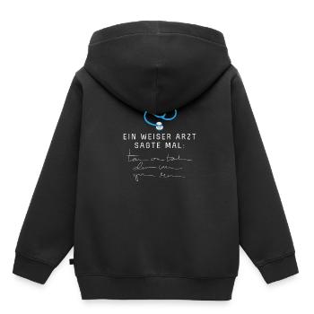 A wise doctor once said handwriting - Kids Premium Organic Hoodie - black - Back - AI Model Kid Male (0cm)