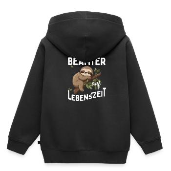 Fonctionnaire à vie Fonctionnaire 4 Vie - Sweat Premium à capuche enfant bio - noir - Dos - AI Model Kid Male (0cm)