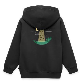Soucoupe volante dinosaure - Sweat Premium à capuche enfant bio - noir - Dos - AI Model Kid Male (0cm)