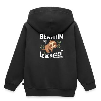 Paresseux Fonctionnaire à vie Fonctionnaire à vie - Sweat Premium à capuche enfant bio - noir - Dos - AI Model Kid Male (0cm)