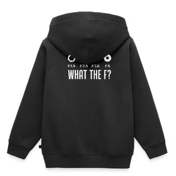 Photograph F - Kinder Premium Organic Hoodie - Schwarz - Hinten - AI Model Kid Male (0cm)