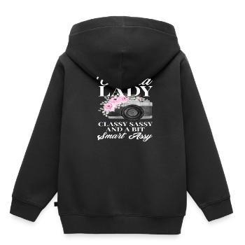 Photograph Frau - Kinder Premium Organic Hoodie - Schwarz - Hinten - AI Model Kid Male (0cm)