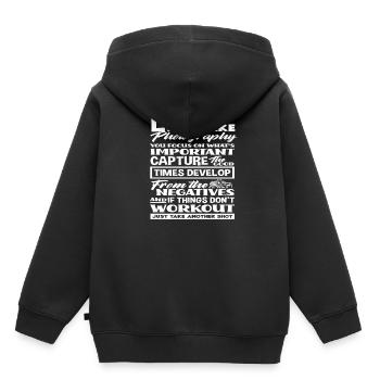 Photograph Leben - Kinder Premium Organic Hoodie - Schwarz - Hinten - AI Model Kid Male (0cm)