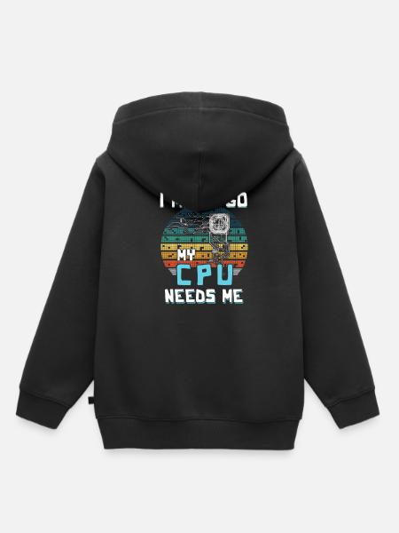 I Must Go My Cpu Needs Me - Kinder Premium Organic Hoodie - Schwarz