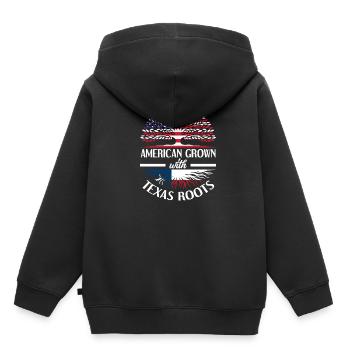 Américain aux racines texanes - Sweat Premium à capuche enfant bio - noir - Dos - AI Model Kid Male (0cm)