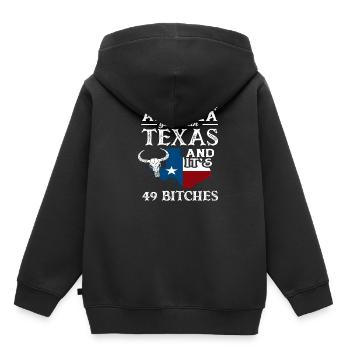 Texas Herkunft - Kinder Premium Organic Hoodie - Schwarz - Hinten - AI Model Kid Male (0cm)