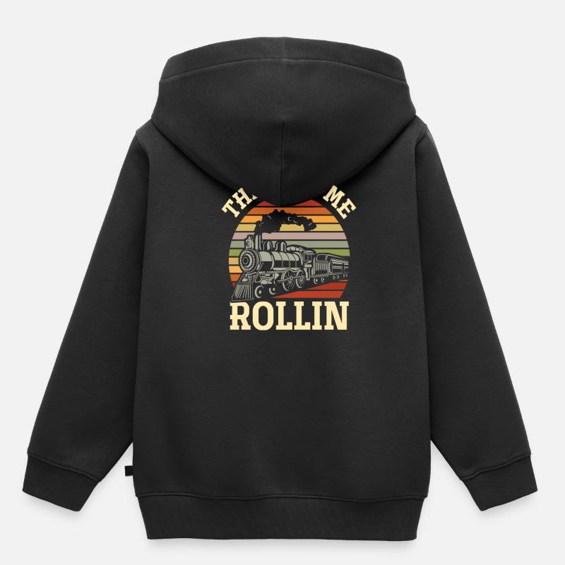 Drôle Conducteur De Train Train Trains - Sweat Premium à capuche enfant bio - noir