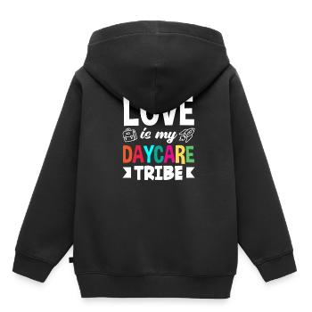 L’amour est ma tribu maternelle - Sweat Premium à capuche enfant bio - noir - Dos - AI Model Kid Male (0cm)