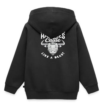 Diese Schönheit Handhabt Hochlandkuh Wie Ein Biest - Kinder Premium Organic Hoodie - Schwarz - Hinten - AI Model Kid Male (0cm)