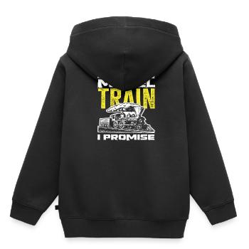 Un dernier train miniature promis - Sweat Premium à capuche enfant bio - noir - Dos - AI Model Kid Male (0cm)