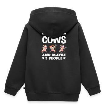 J’aime les vaches et peut-être trois personnes - Sweat Premium à capuche enfant bio - noir - Dos - AI Model Kid Male (0cm)