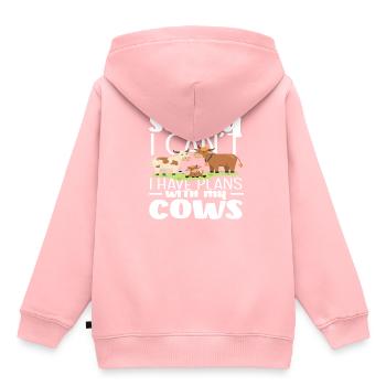 Désolé, j’ai des projets avec mes vaches - Sweat Premium à capuche enfant bio - rose - Dos - AI Model Kid Female (0cm)