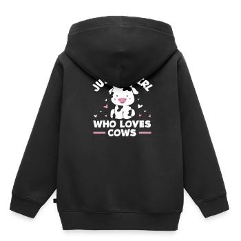 Juste une fille qui aime les vaches - Sweat Premium à capuche enfant bio - noir - Dos - AI Model Kid Male (0cm)