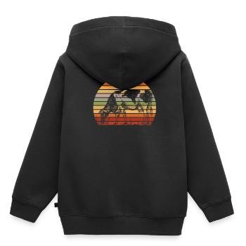 Illustration de vache rétro coucher de soleil - Sweat Premium à capuche enfant bio - noir - Dos - AI Model Kid Male (0cm)