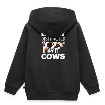 Facilement distrait par les vaches - Sweat Premium à capuche enfant bio - noir - Dos - AI Model Kid Male (0cm)