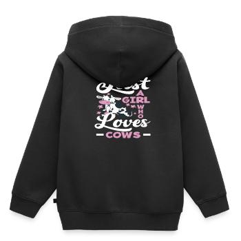 Une fille qui aime les vaches - Sweat Premium à capuche enfant bio - noir - Dos - AI Model Kid Male (0cm)
