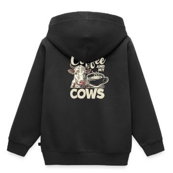 J’ai juste besoin de café et de mes vaches - Sweat Premium à capuche enfant bio - noir - Dos - AI Model Kid Male (0cm)