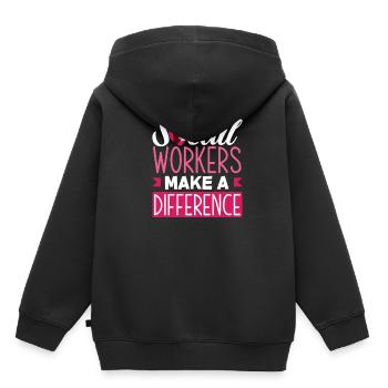 Sozialarbeiter Machen Einen Unterschied - Kinder Premium Organic Hoodie - Schwarz - Hinten - AI Model Kid Male (0cm)