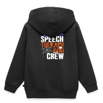 Speech Therapy Boo Crew Halloween - Kinder Premium Organic Hoodie - Schwarz - Hinten - AI Model Kid Male (0cm)