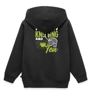 Tensioned by knitting and tea - Kids Premium Organic Hoodie - black - Back - AI Model Kid Male (0cm)