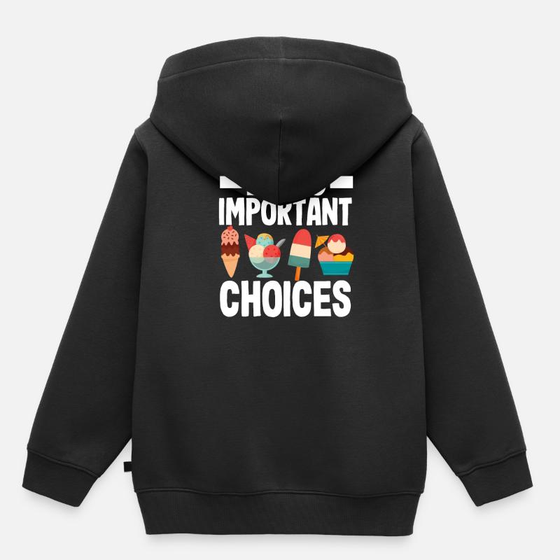Décisions importantes pour les amateurs de crème glacée - Sweat Premium à capuche enfant bio - noir