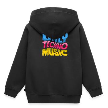 De la musique techno pour les amateurs de techno - Sweat Premium à capuche enfant bio - noir - Dos - AI Model Kid Male (0cm)
