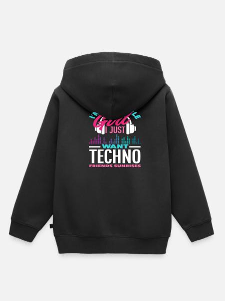 Techno Lover Einfache Mädchen Freunde - Kinder Premium Organic Hoodie - Schwarz